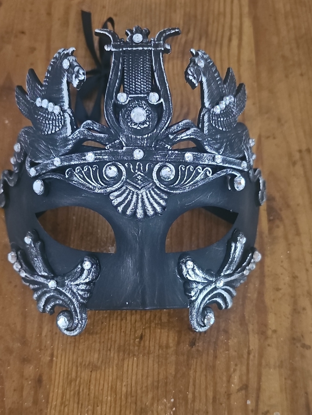 Halloween Mask-Black-Silver & Rhinestones